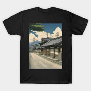 a peaceful street kawase hasui style art japan T-Shirt